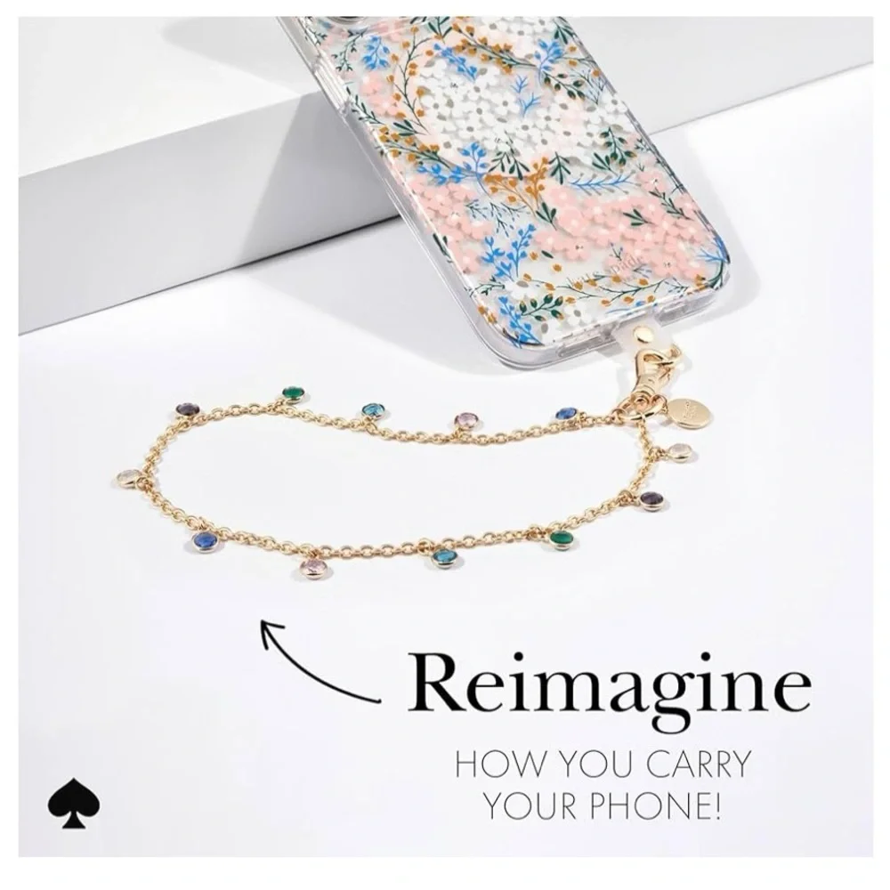 NIB Kate Spade Gold Gem Phone Charm
